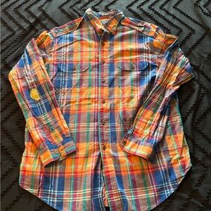 Ralph Lauren Red and Orange Casual Button Down Shirt